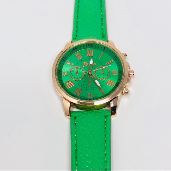 Accessories Lime Green Gold Leather Watch Poshmark